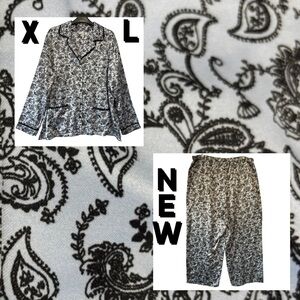 Paisley PJ Set Blue & Black long sleeve button up Sz XL Croft & Barrow NWOT